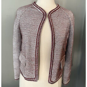 ST. John Knit Blazer‎ Sweater Jacket Basketweave Tweed Rust Red Beige Sz 4 Luxe